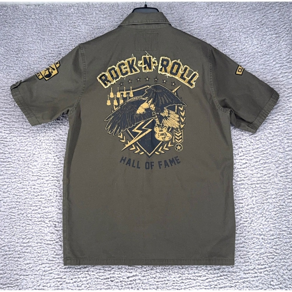 Rock & Roll Hall of Fame Shirt Mens Small Military Patch‎ Rocker Y2K